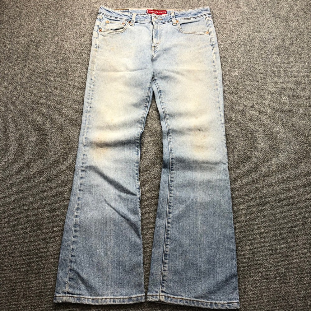 Levis 518 Superlow Boot Cut Jeans Light Wash Stretch Denim Y2K 9 JR M